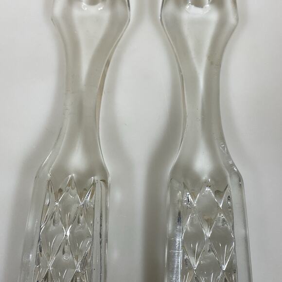 2 Vintage Anchor Hocking Wexford Salad Forks Glass Utensils Serving - Picture 5 of 8